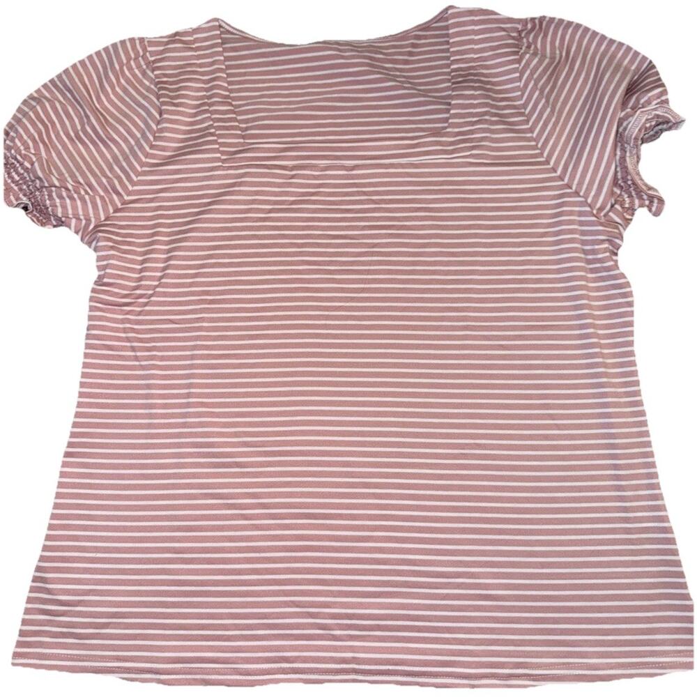 NWT Ladies Pink And White Striped Square Necked Shirt Size XXL (16) Stretch